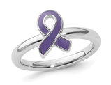 Sterling Silver Purple Enameled Awareness Ribbon Ring